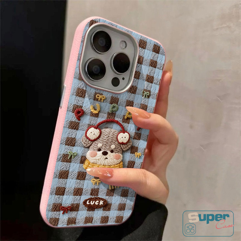 Ốp Lưng Tương Thích Cho IPhone 13 11 16 17 15 14 12 Pro 7 8Plus XR 12 16 15 11 14 13 Pro Max 16 Plus X XS Max Hoạt Hình Thời Trang Chó Con Dễ Thương Kẻ Sọc Chữ Doodle Da Họa Tiết