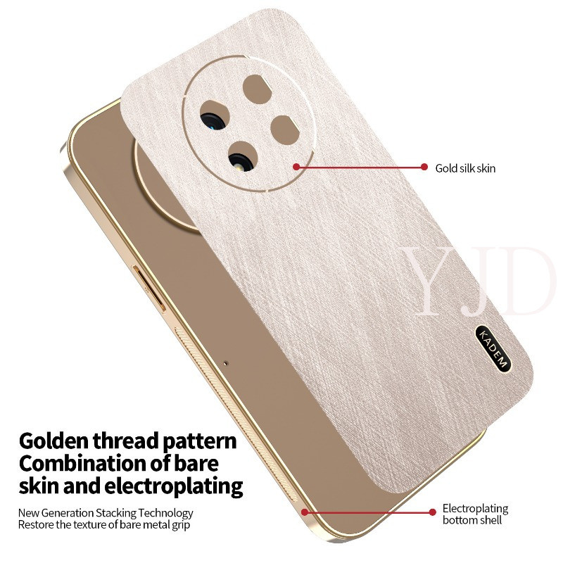 Ốp Lưng Cho Huawei Nova 14i Gold Silk Skin Mạ Điện Khung TPU Chống Rơi Vỏ Điện Thoại