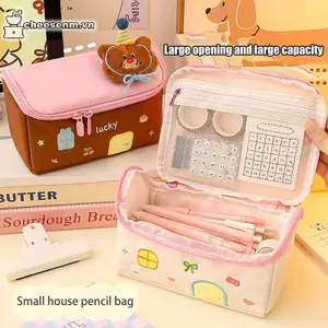Cheenm Hoạt Hình Ngôi Nhà Hình Túi Trang Điểm Dung Tích Lớn Túi Đựng Mỹ Phẩm Nữ Vệ Sinh Bảo Quản Túi Văn Phòng Phẩm Túi Đựng Bút Chì VN