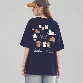 HIIXIIVI 2026 Mùa Hè Cotton Tee Phong Cách Hàn Quốc Nữ Tay Ngắn Thời Trang Unisex Cổ Tròn Rời Plus Kích Thước Áo Thường Ngày