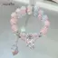 AqToCna Tinh Tế Bướm Ice Cra Gradient Glaze Pha Lê Đính Hạt Vòng Tay Nữ Bé Gái Co Giãn Ngọt Ngào Dễ Thương Lắc Tay Trang Sức Thời Trang AqToCna