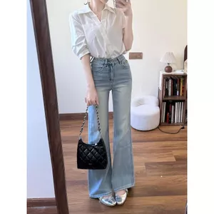 Phong cách Hàn Quốc mùa hè dáng rộng dáng rộng Thiết kế dáng ôm hơn Cảm giác áo sơ mi ngắn tay màu trắng hàng đầu dành cho nữ