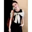 Mùa hè phù hợp với mọi phong cách Niche Polka Dot Bow Thiết kế không dây Áo ngắn tay