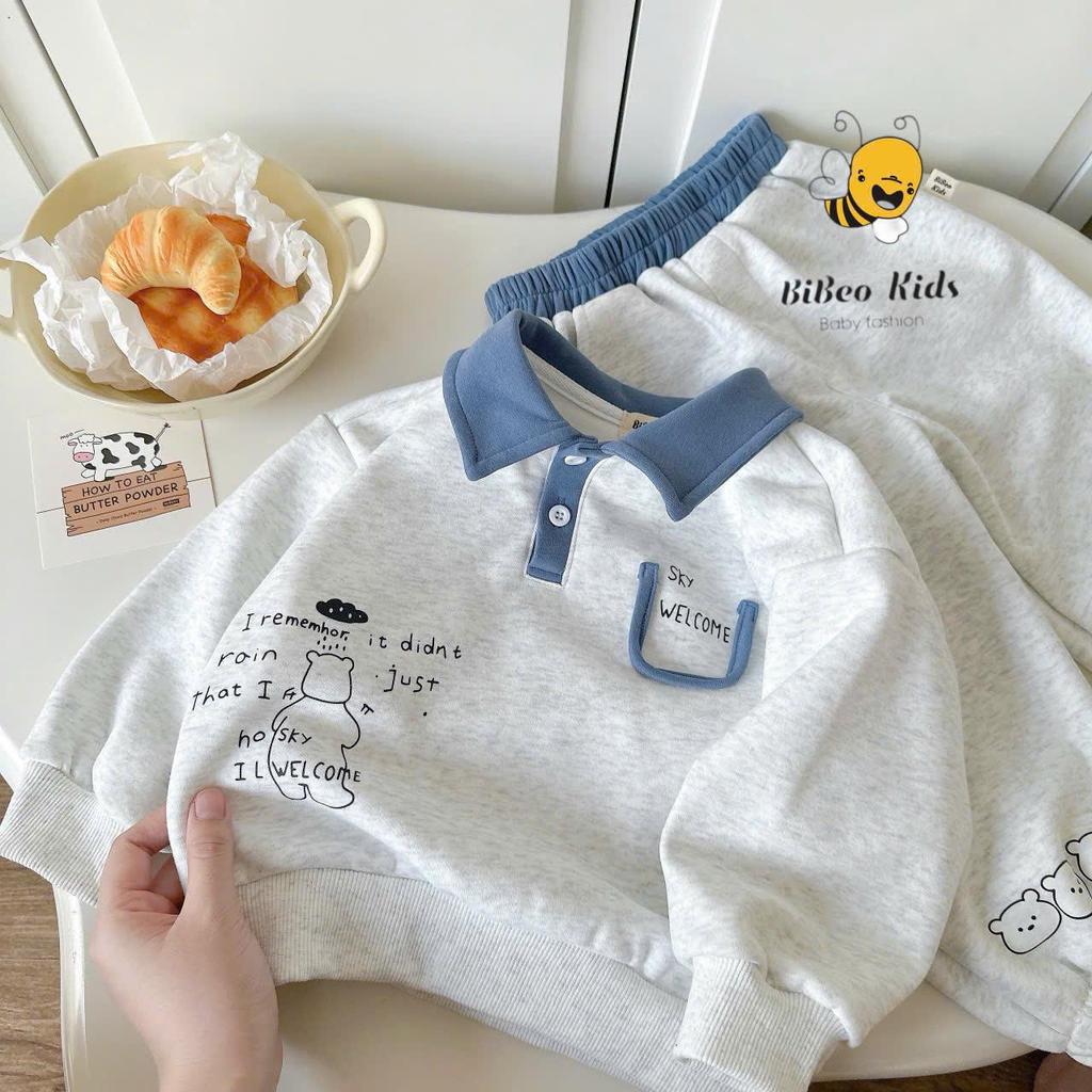 [BiBeo Kids] Bộ Quần Áo POLO THU ĐÔNG BỘ SKY LINE cho bé trai ,Bộ quần áo dài tay cho bé