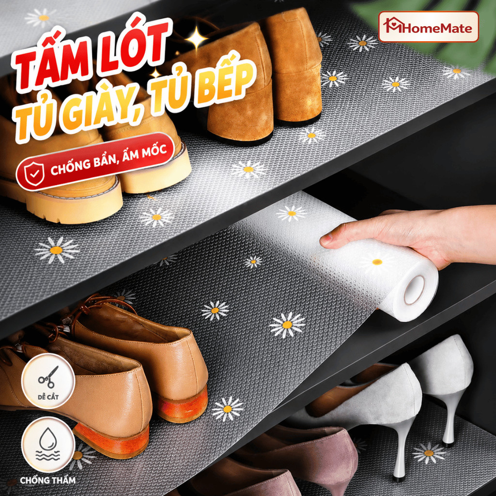 Tấm Lót Tủ Giày, Tủ Bếp HomeMate Chất Liệu EVA Dày Dặn – Tấm Lót Ngăn Kéo Chống Thấm, Chống Bám Bẩn