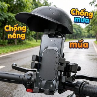 Giá đỡ điện thoại xe máy ABS Rain Sun Shield Mirror Mount iPhone Android Vỏ có thể điều chỉnh