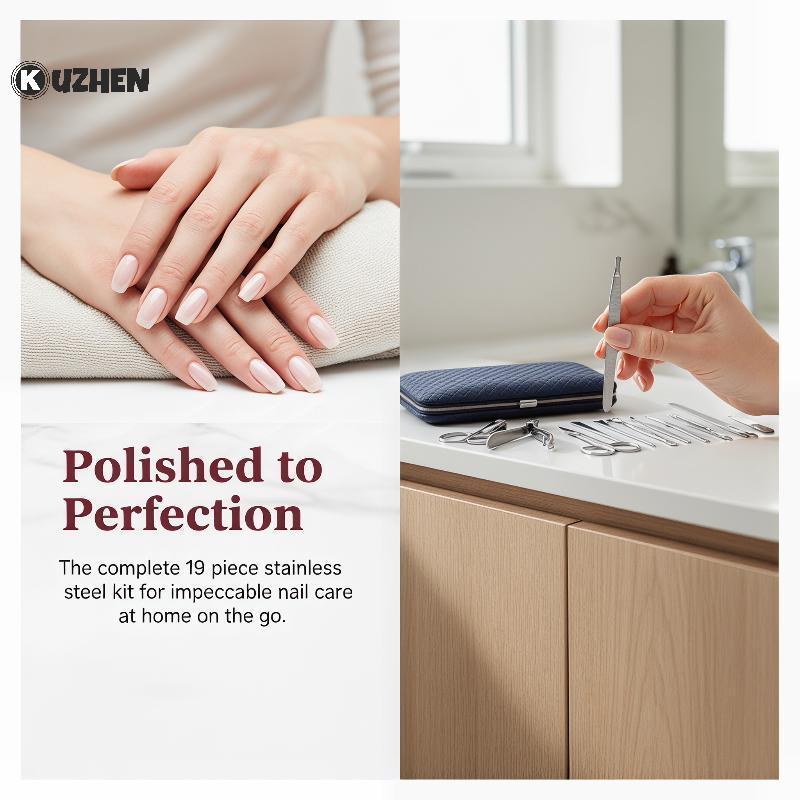 KUZHEN 8 / 19 Cái Bộ Dụng Cụ Làm Móng Chân Bộ Dụng Cụ Cắt Móng Tay Bằng Thép Không Gỉ Bộ Dụng Cụ Chải Lông Cho Văn Phòng Tại Nhà Lưu Trữ Di Động HOT