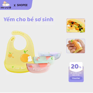 iiko Yếm Chống Nước Cho Bé Ăn Dặm Silicone Dễ Lau Chống Bẩn Có Túi Hứng Thức Ăn