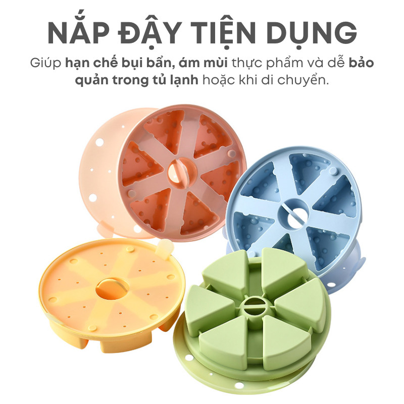 Khuôn Silicon Làm Bánh Hấp Hình Phô Mai - Khuôn Làm Thạch, Bánh Gạo, Socola, Khay Đá 6 Ngăn Có Nắp  | 381