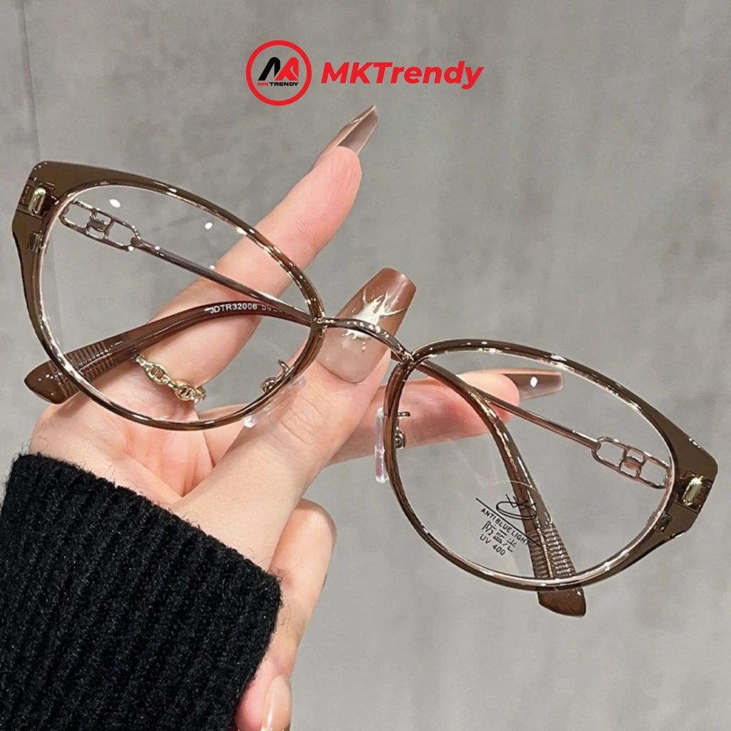 Kính mắt mèo nữ MKTRENDY gọng kim loại chống ánh sáng xanh chống tia UV thời trang K23