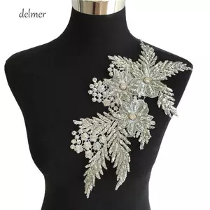 DELMER Hoa Táo, Miếng Dán Vải Ren Handmade, Thủ Công DIY Tinh Tế Thủ Công Vải Đính May
