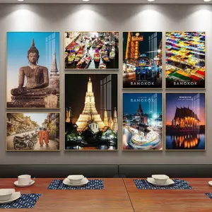 Đông Nam Á Phong Cách Thái Lan Không Khung Chống Thấm Nước Tranh Core, Phật Phong Cảnh Nghệ Thuật Treo Tường Poster Cho Nhà Hàng Cafe Trang Trí Tường Nhà