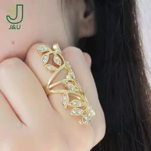 Đá Sáng Bóng Lá Rỗng Chung Giáp Knule Nhẫn Trang Sức Cho Người Phụ Nữ Quà Tặng