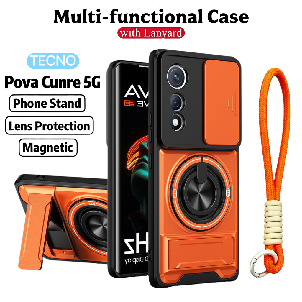 Ốp Điện Thoại Đa Năng Sang Trọng Thích Hợp Cho Tecno Pova Curve 7 Ultra 6 Pro Neo 5G Dây 360°Giá đỡ vòng có vỏ máy ảnh Vỏ bảo vệ toàn diện chống sốc