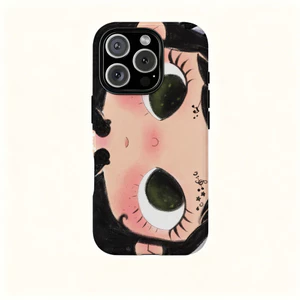 Cô gái mắt to dễ thương Thích hợp cho iPhone 17ProMax 16Pro 15 11 12 13 14 xs XR 17Air Vỏ bảo vệ hai lớp chống sốc SJLQ