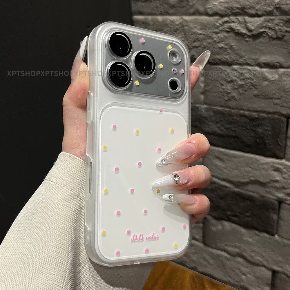Ốp Điện Thoại Acrylic Mờ Điểm Sóng Nhiều Màu Sắc 2 Trong 1 Cho iPhone 17 Pro Max 16 15 14 Vỏ Bảo Vệ Chống Sốc