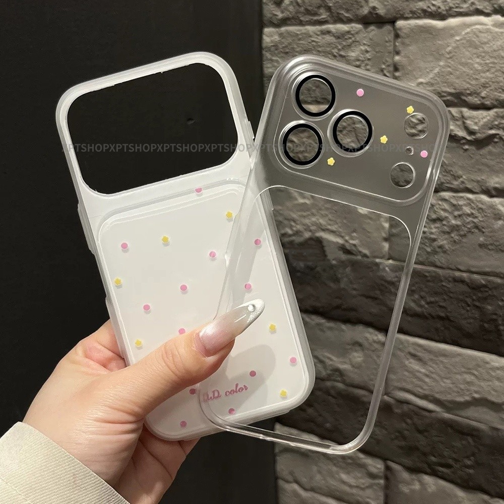 Ốp Điện Thoại Acrylic Mờ Điểm Sóng Nhiều Màu Sắc 2 Trong 1 Cho iPhone 17 Pro Max 16 15 14 Vỏ Bảo Vệ Chống Sốc