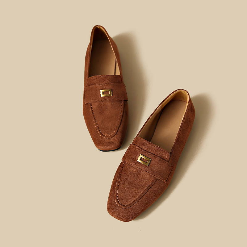 Atikota Nữ Retro Loafers Tối Giản Khóa Kim Loại Trang Trí Đế Đế Mềm Thoải Mái Thường Ngày Đi Lại Giày Nữ