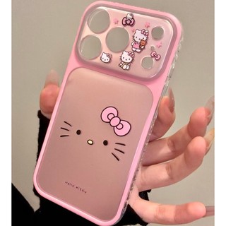 Ốp điện thoại hình gấu mèo hình mặt lớn màu hồng dễ thương Thích hợp cho iPhone17 Pro Max 16 15 Pro Max Bảo vệ Camera chống sốc Vỏ cứng chống rơi