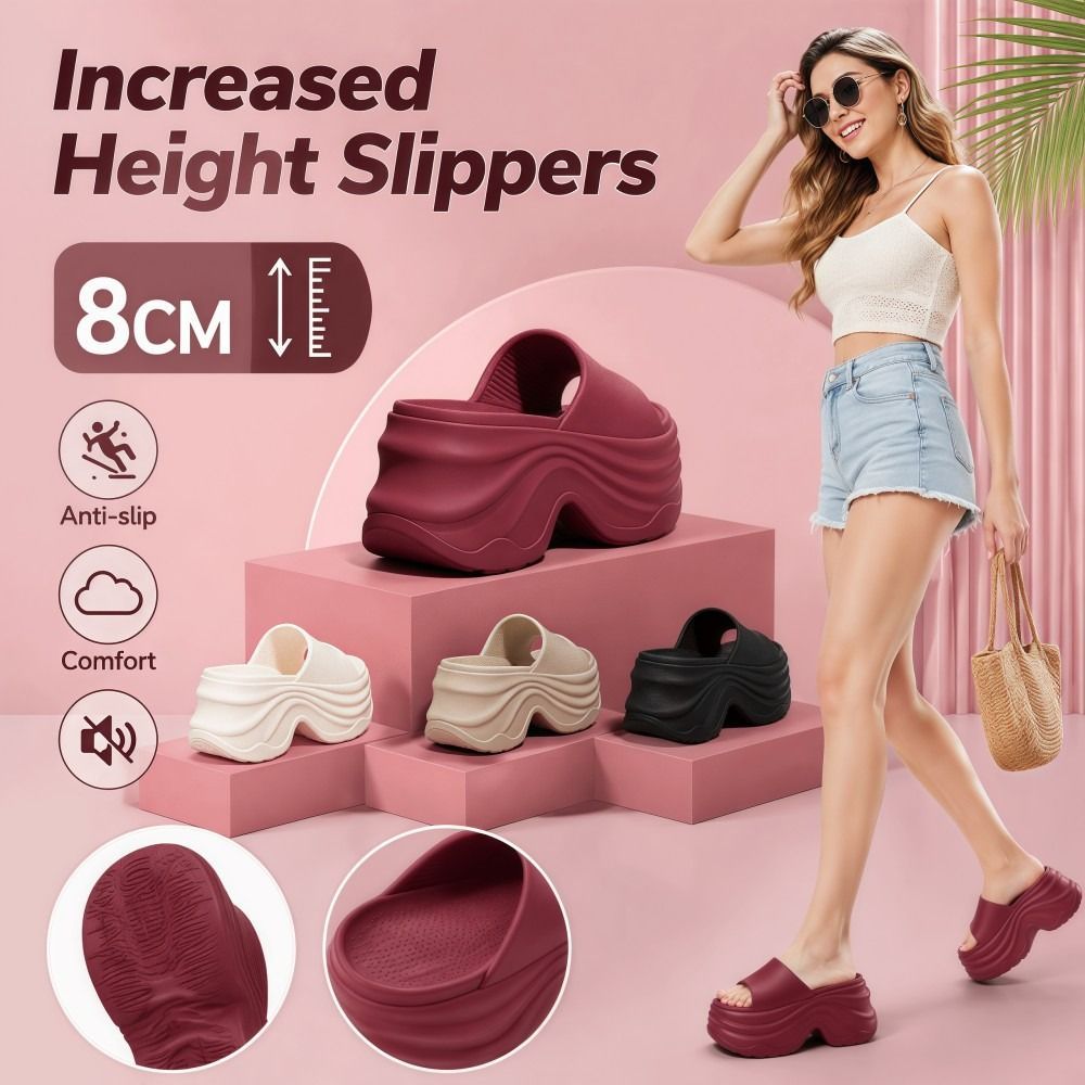 Dép Nữ FEDAOG, Dép Gót Dày Đế 10CM Đế Tăng Chiều Cao, Chống Trơn Trượt Hợp Thời Trang Chống Mùi Bước Cảm Giác EVA Dép Mát Trong Nhà Ngoài Trời