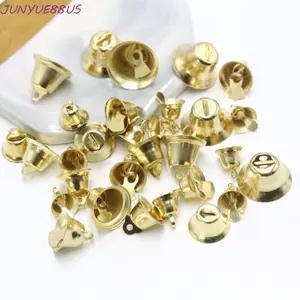 JUNYUE88US 50 Chiếc Chuông Jingle, Chuông Gió Đa Kích Thước Vàng Chuông Nhỏ, Mặt Dây Chuông Gingle Vật Liệu Trang Sức Mini Sừng Nhỏ Giáng Sinh