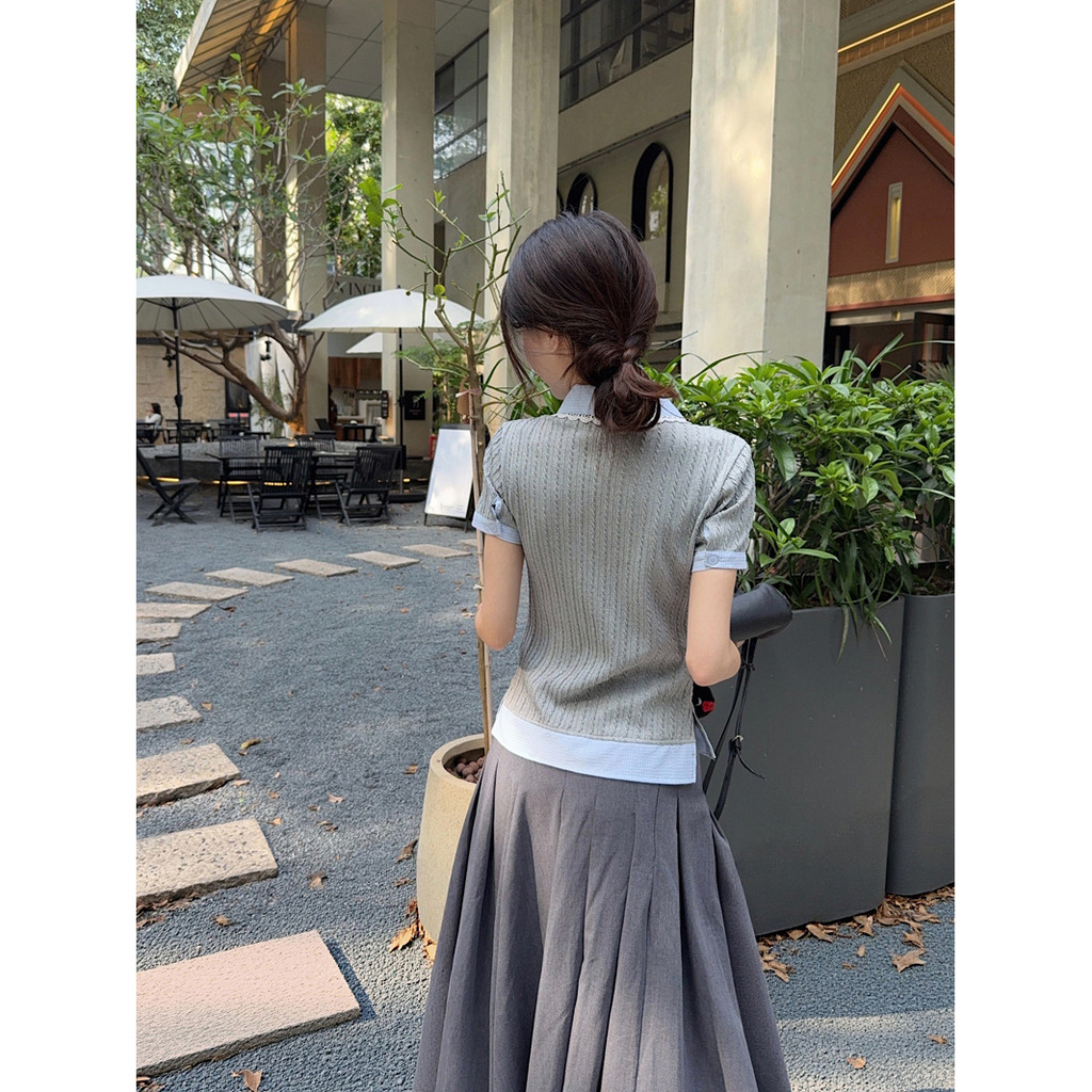SUXI Áo thun ngắn tay giản dị phong cách Preppy mới dành cho nữ mùa hè 260520