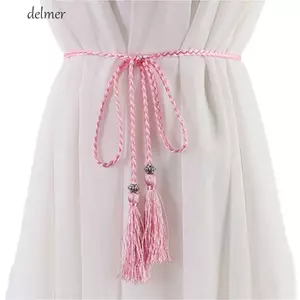 DELMER Tassles Thắt Lưng 160cm Đầm Nơ Dệt Dây Thắt Lưng Mỏng Thắt Lưng Bện