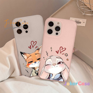 Ốp Cho IPhone 17 16 11 15 12 14 13 Pro Max 16 14 7 8 15 Plus XR X XS Max Air SE 2020 Vỏ sò đôi cáo và thỏ lãng mạn