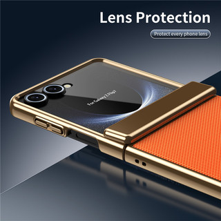 Kết cấu viền vàng bản lề full Case Funda cho Samsung Galaxy z flip 7 6 5 4 3 có vỏ màng thép