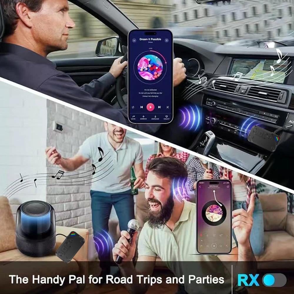 Bluetooth 5.3 Bộ Thu Phát 4 Trong 1 FM Stereo AUX 3.5 Mm Jack Bộ Chuyển Đổi Âm Thanh Không Dây Điều Khiển Từ Xa Cho Loa Tivi Bộ Xe Hơi
