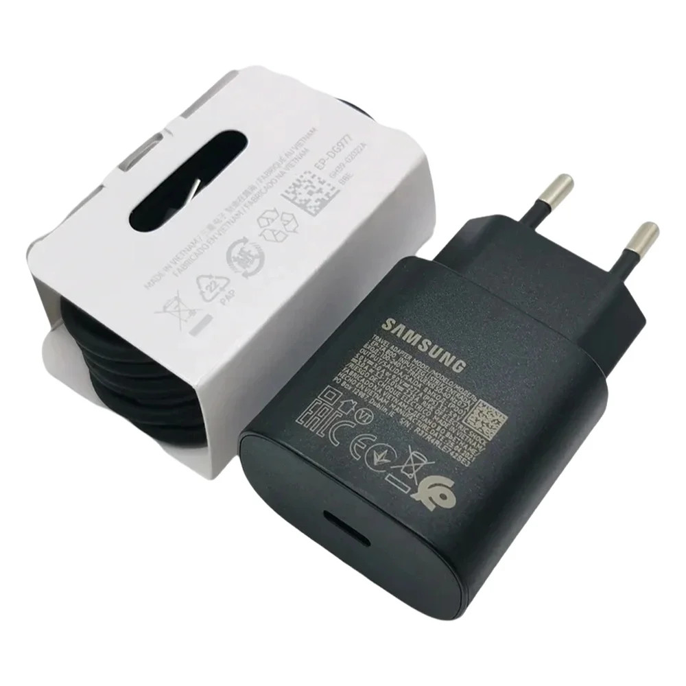 EU Cắm Samsung M56 A56 A36 A26 5G 25w Sạc Siêu Nhanh Sạc Cho Galaxy Tab S8 S9 S10 + A25 A15 A35 F55 F16 S23 S21