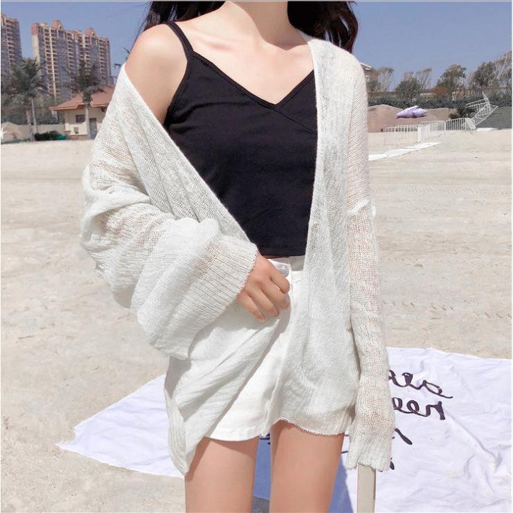 Áo Khoác Cardigan Len Mỏng Cho Nữ Phong Cách Ulzzang Thích Hợp Đi Đà Lạt Đi Biển Chất Liệu Len Mỏng Thoải Mái