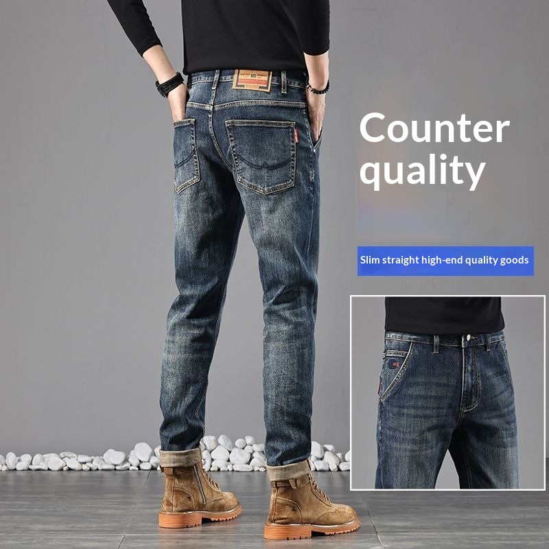 Quần Jean Denim nam kiểu slim straight, thoáng khí và bền bỉ
