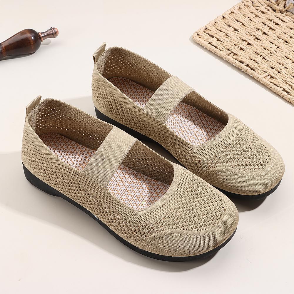 Giày mũi vuông MINIMALY nữ, lưới thoáng khí, đế bệt, lười thời trang, có thể gập, đế mềm rỗng, thường ngày