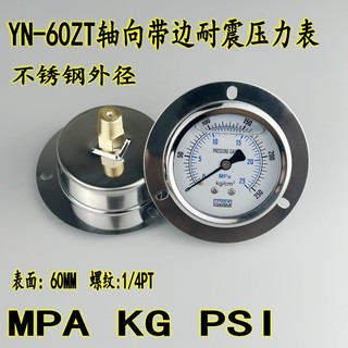 YN60ZT Trục Có Bên Chống Sốc Đồng Hồ Đo Áp Suất Chân Không 25MPA / 250KG Thủy Lực Chống Sốc Chống Sốc