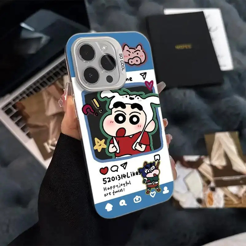 Ốp lưng chống sốc Crayon Shin-chan đôi, thiết kế hoạt hình dễ thương độc đáo thích iPhone 17/15/14/13/12/11 Pro Max/XS