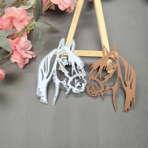 Đầu Ngựa Chủ Đề Động Vật Kim Loại Thép Carbon Cắt Khuôn Handmade DIY Album Ảnh Thiệp Chúc Mừng Cắt Chết Giấy Thủ Công Sổ Lưu Niệm Dập Nổi Khắc Bản Mẫu
