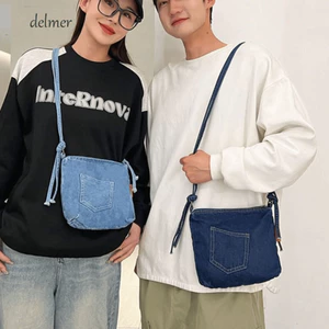 Túi xách cổ điển DELMER, Túi mua sắm phong cách đường phố Túi vải Denim, Túi đeo chéo rắn Y2K dung tích lớn thời trang dành cho sinh viên