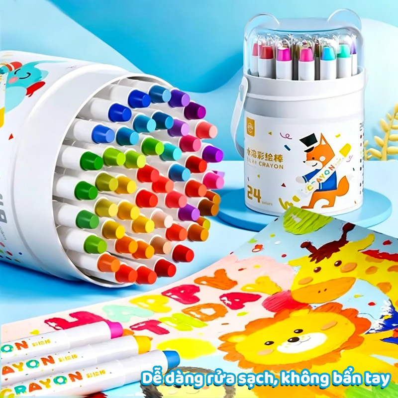 Bút Màu Sáp Dầu Màu Sắc Tươi Sáng 12/24/36 Màu Không Dính Tay Vẽ Mỹ Thuật Học Sinh Sáng Tạo Bộ Sáp Vẽ DIY