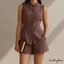 Bộ trang phục 2 món thông thường dành cho nữ Áo + Quần short không tay