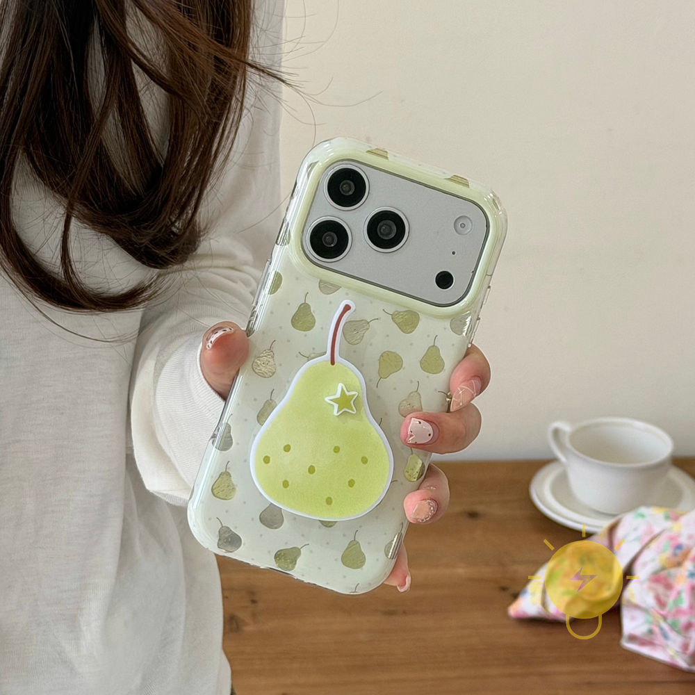 Phone Case For iPhone 17 Pro Max 16 15 with Griptok TPU Pear with Griptok Aesthetic Korean Cute