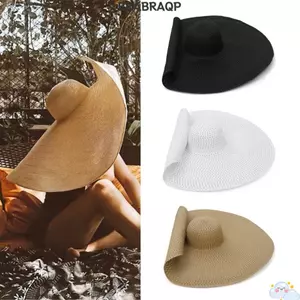 Mũ Rơm BRBRAA, Mũ Đi Biển Ống Hút Vành Rộng Lớn, Chống Nắng Chống Tia UV Mũ Xô Thoáng Khí Cho Người Lớn Trẻ Em Du Lịch