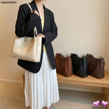 Women's Korean-Style PU Leather Handbag – Large