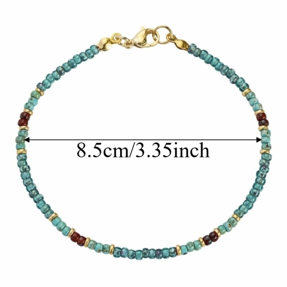 Vòng chân đính cườm ngọc lam SENRTY, Trang sức chân Boho có thể điều chỉnh chất lượng thủ công, Lớp phủ Picasso bằng kim loại không gây dị ứng Teal sống động Hạt Hue Vòng tay mắt cá chân Lướt sóng Cô gái