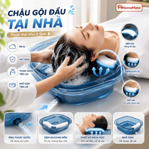 Chậu Gội Đầu Tại Nhà HomeMate – Bồn Gội Có Ống Thoát Nước, Đệm Mềm Êm Cổ Vai Tiện Lợi