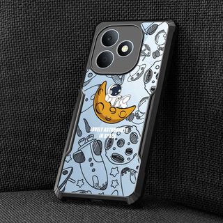 Ốp Điện Thoại Sang Trọng Cho OPPO Realme Note 80 70 70T 60 60X 50 4G 5G Ốp Lưng Có Họa Tiết Acrylic Siêu Mỏng Khung Đen Tough Chống Trầy Xước Vỏ Bảo Vệ K07-10