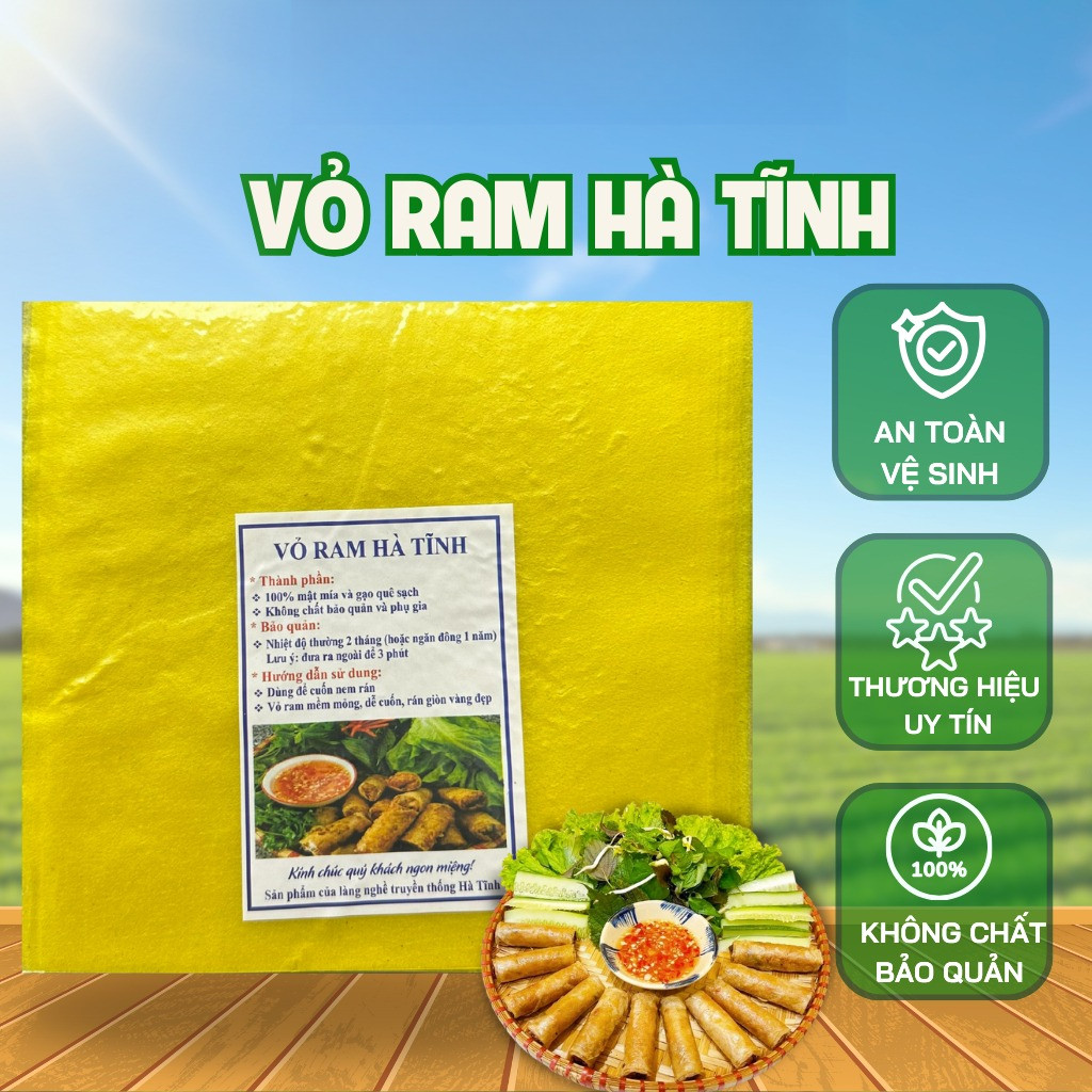 Vỏ ram Hà Tĩnh - Chả ram cuốn nem, Giòn Rụm, Vàng Óng, 100% nguyên liệu tự nhiên