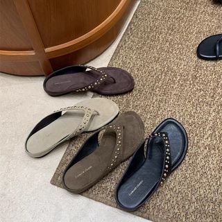 Retro Đế Dày Flip-Flops Flip-Flops Nữ Mặc Ngoài Mùa Hè 2026 Tất Cả Trận Đấu Phong Cách Kỳ Nghỉ Dép Đi Biển Flat Dép