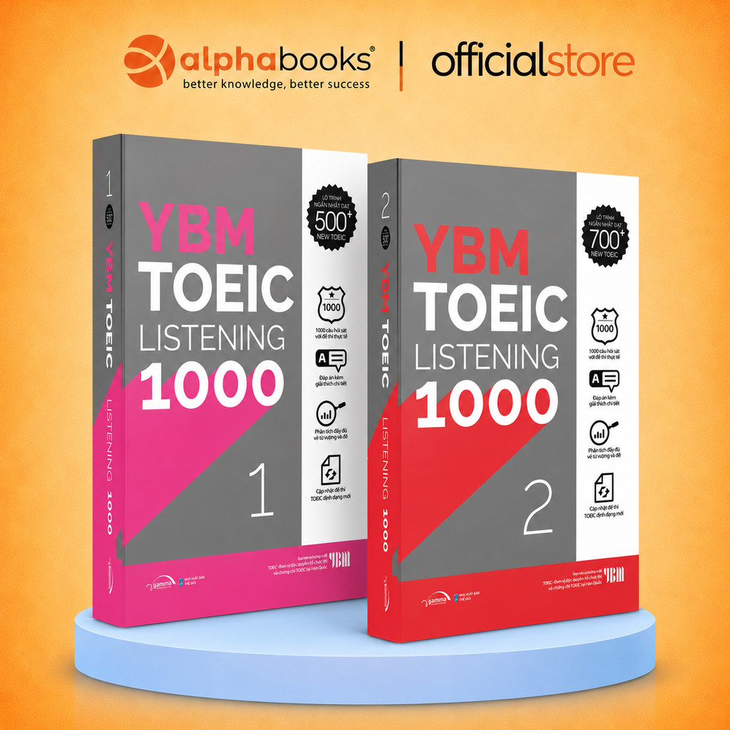 Sách - Lẻ/Combo: YBM TOEIC Listening 1000 Vol 1 + 2– 10 Đề Thi Sát Format TOEIC Mới (Gamma Books)