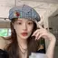 PNPIA- Retro Bật Lên Vành Nút Kẻ Sọc Mây Mũ Dành Cho Nữ Mùa Xuân Và Trắng Kẻ Sọc Beret Hình Bát Giác Mũ Họa Sĩ Văn Học